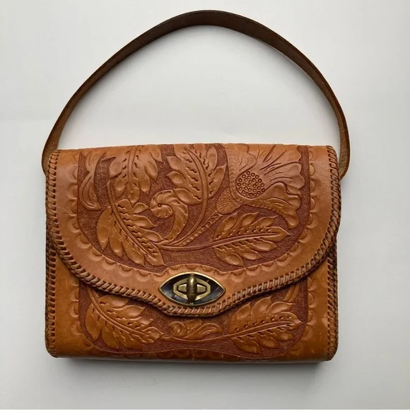 Vintage Hand Tooled Leather Shoulder Bag - Picture 1 of 8